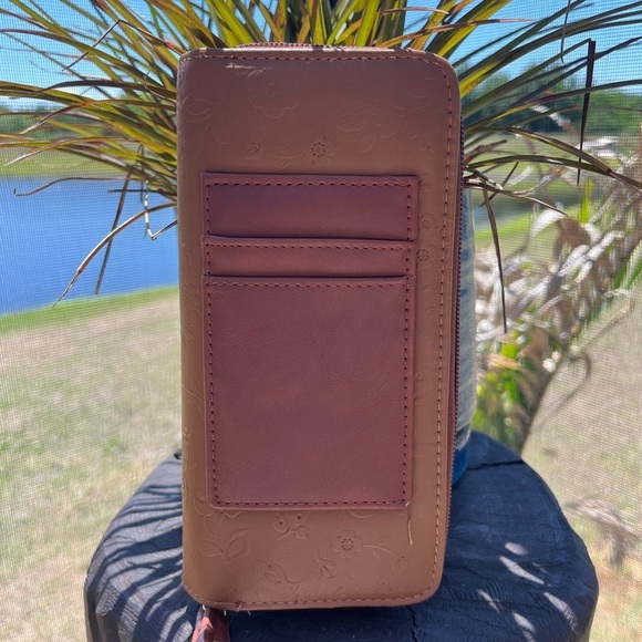 Spring Blossom Embossed SLG  Wallet, Cognac Brown - Picture 8 of 12